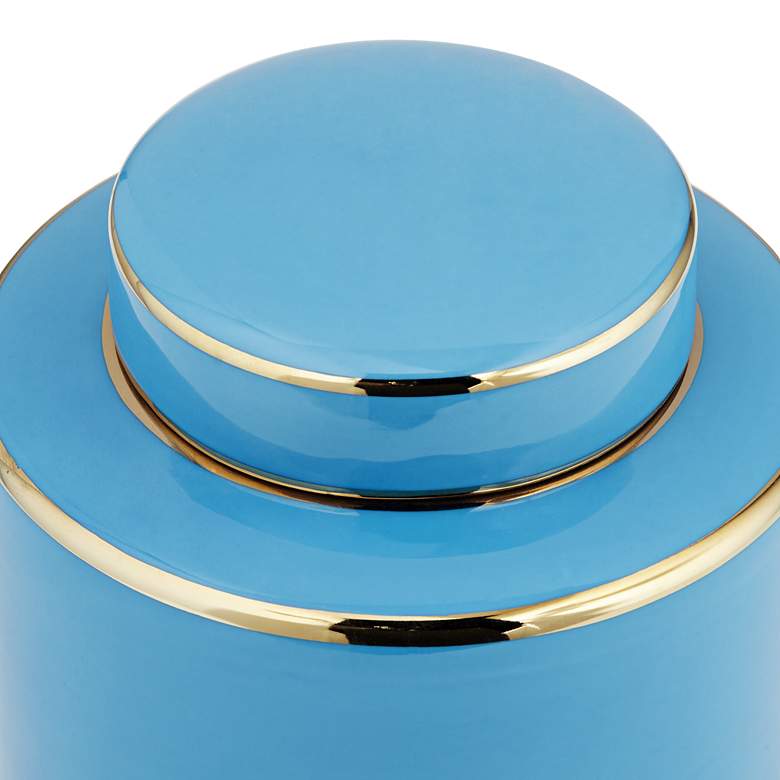 Image 2 Nirvana Shiny Turquoise Porcelain Round Jar with Lid more views