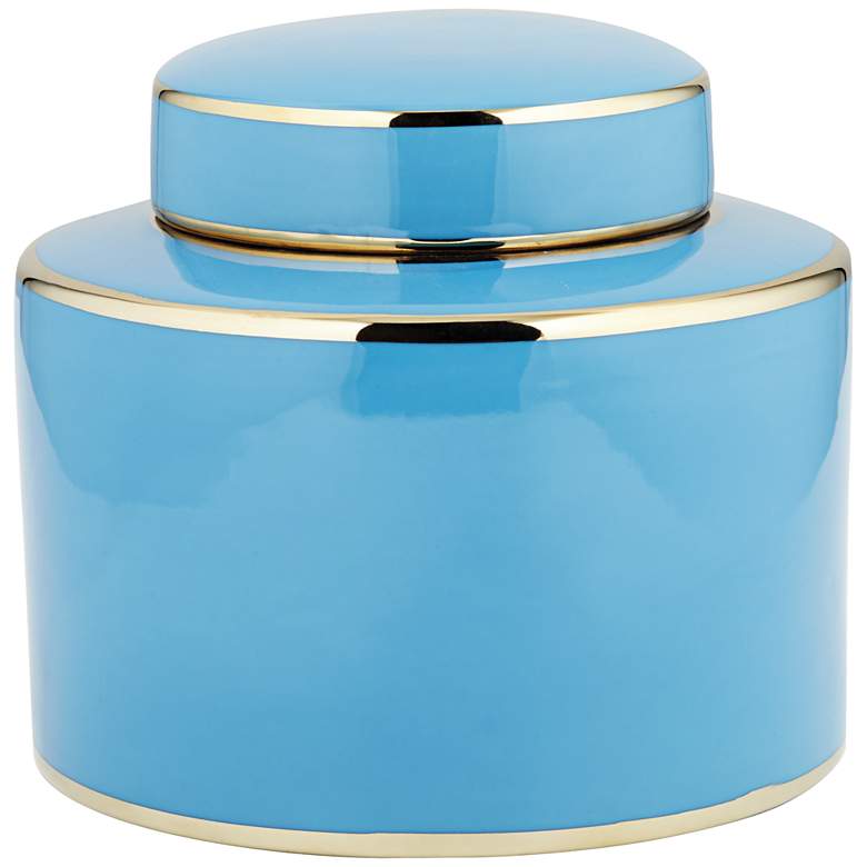 Image 3 Nirvana Shiny Turquoise Porcelain Round Jar with Lid more views