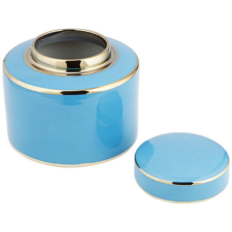 Image 4 Nirvana Shiny Turquoise Porcelain Round Jar with Lid more views