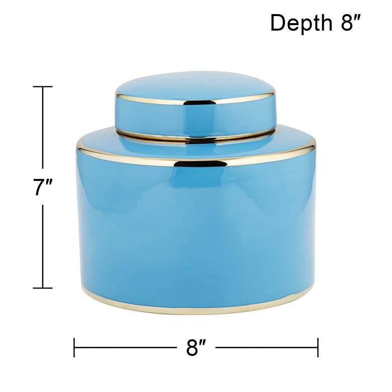 Image 6 Nirvana Shiny Turquoise Porcelain Round Jar with Lid more views