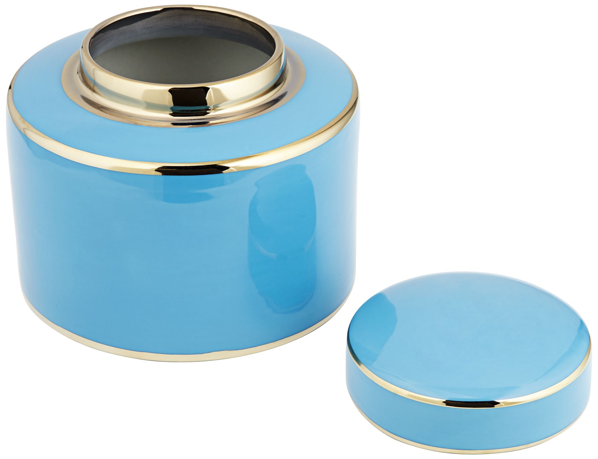 Nirvana Turquoise and Gold 2-Piece Porcelain Jar Set with Lids