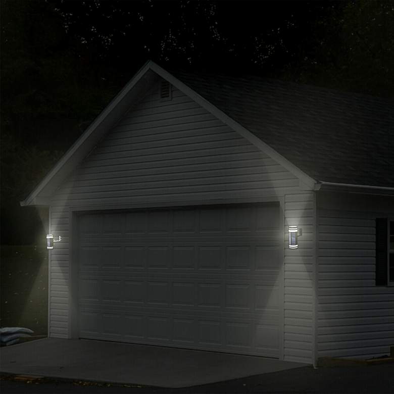 Image 7 Nish 9 3/4" High Black Dual Direction LED Solar Wall Light more views