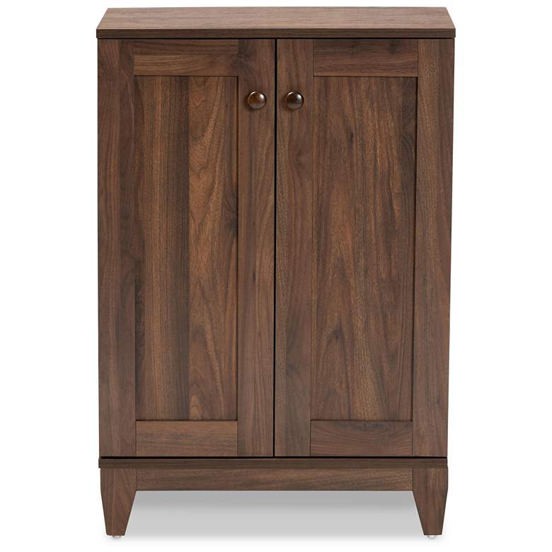 Image 5 Nissa 23 1/2" Wide Walnut Brown 2-Door Shoe Storage Cabinet more views