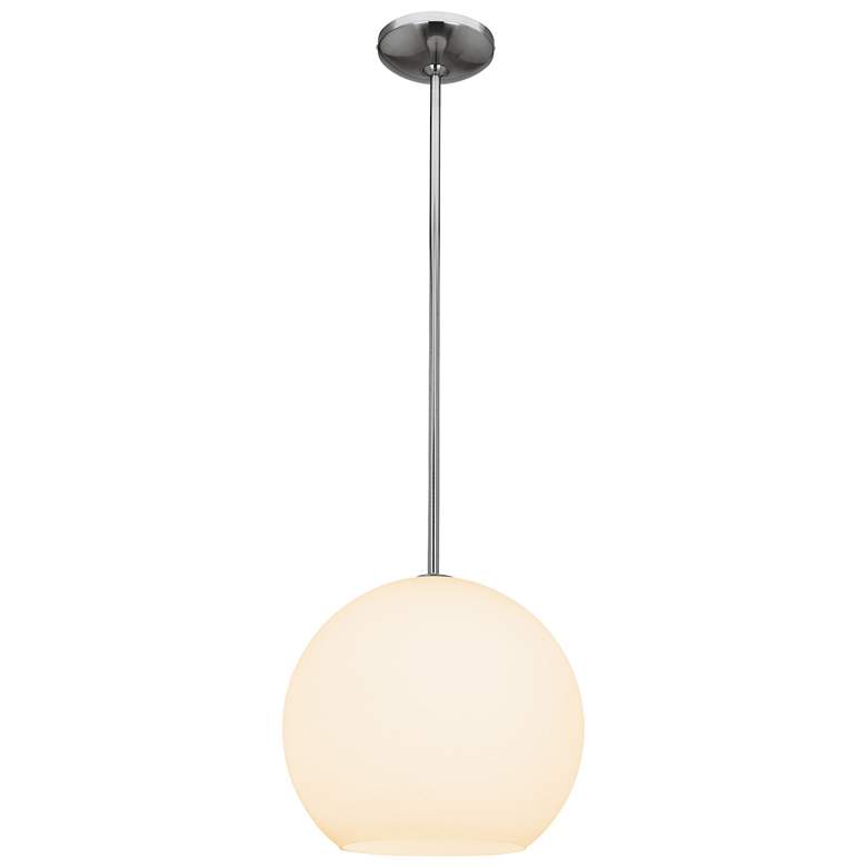 Image 1 Nitrogen 11" Brushed Steel Finish Ball Pendant Opal Glass