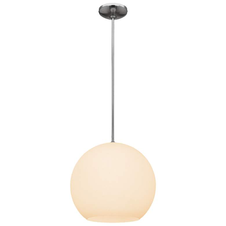 Image 1 Nitrogen - Ball Pendant - E26 LED - Large - Brushed Steel - Opal Glass