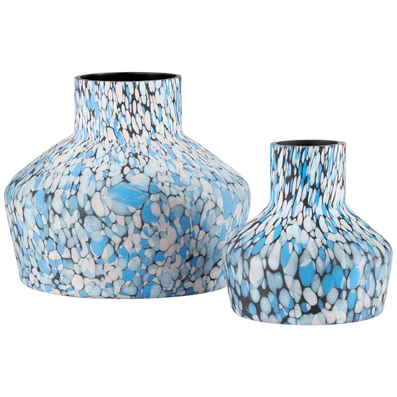 Image 1 Niva Black and Blue Glass Decorative Vases Set of 2