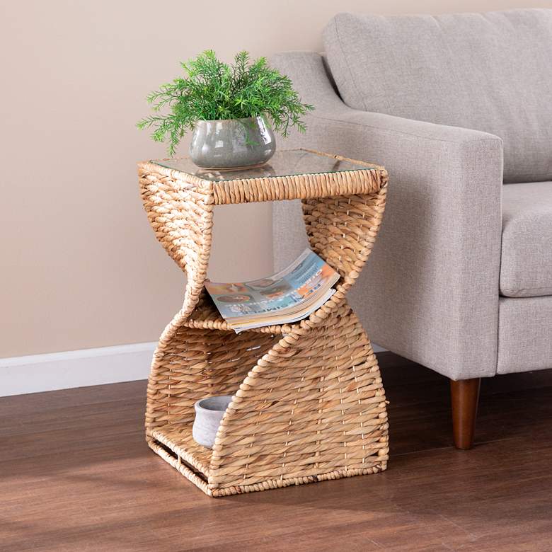 Image 1 Nivala 14 1/4" Wide Natural Water Hyacinth Side Table
