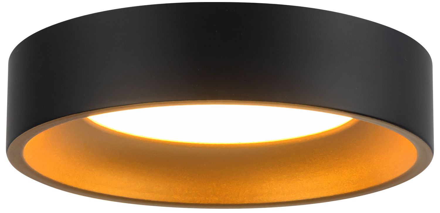 Nix 5-in Black dimmable LED Flush Mount with Gold Accents