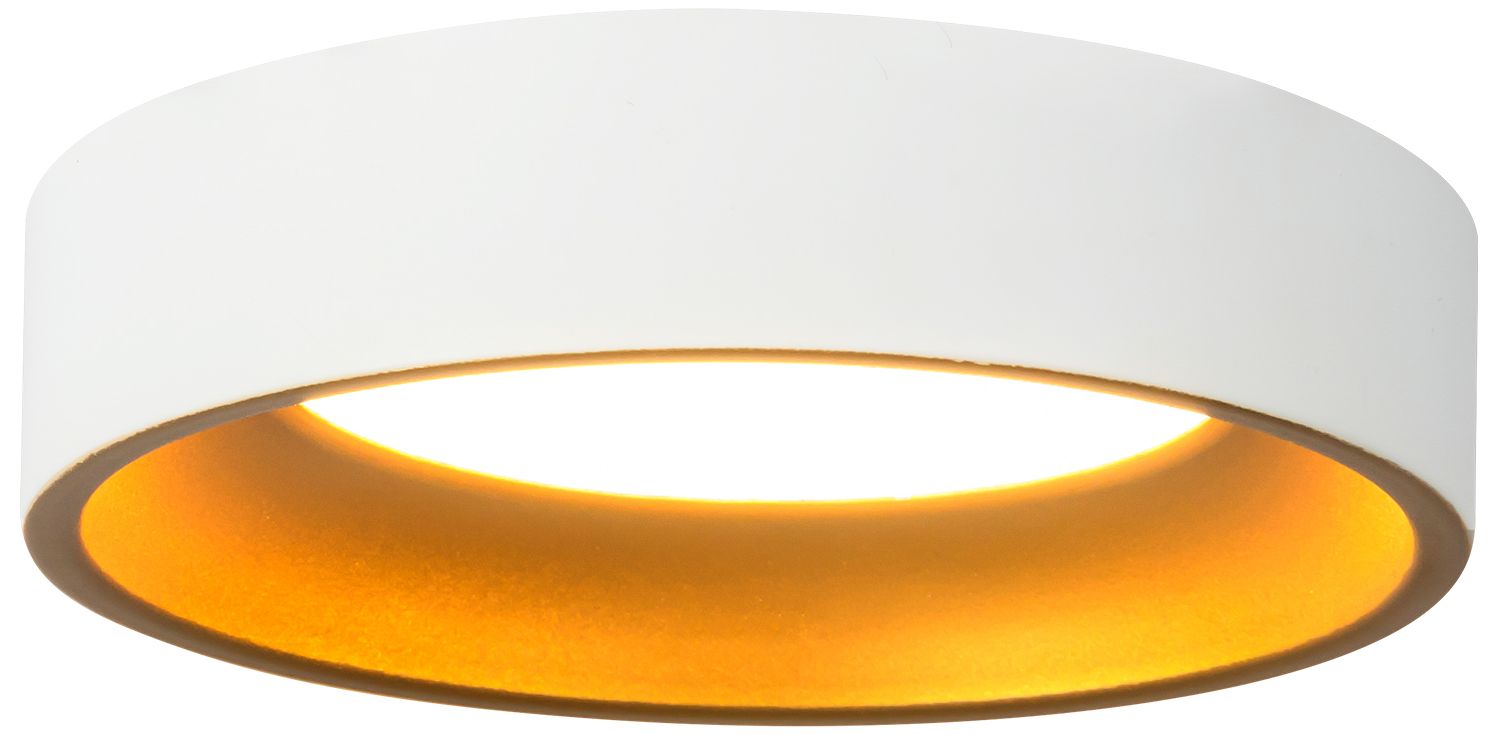 Nix 5-in White dimmable LED Flush Mount with Gold Accents