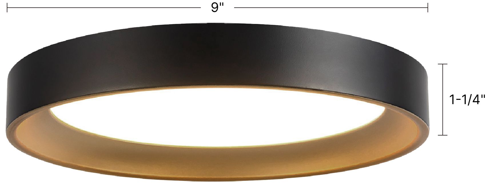 Nix 9-in Black dimmable LED Flush Mount with Gold Accents