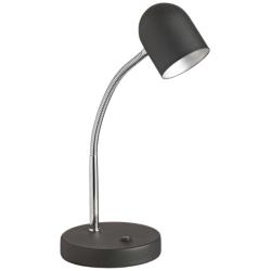 Noah 13 3/4&quot; High Satin Black Gooseneck LED Desk Lamp