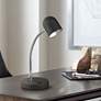 Noah 13 3/4" High Satin Black Gooseneck LED Desk Lamp