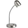 Noah 13 3/4" Satin Chrome Adjustable Gooseneck Modern LED Desk Lamp