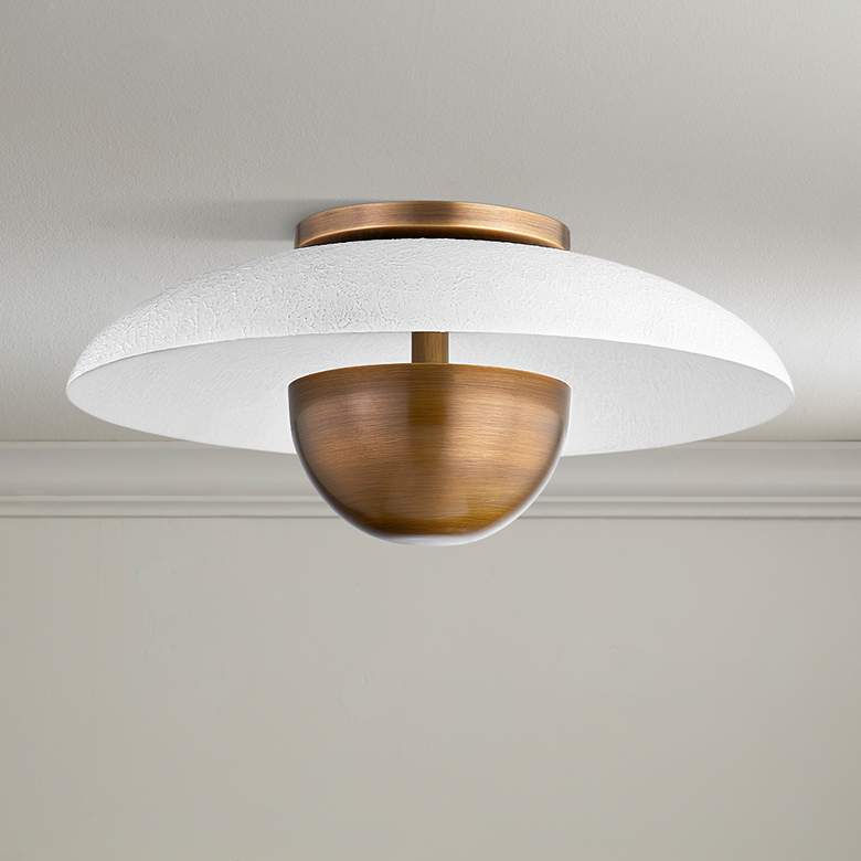 Image 1 Noah 14" Wide Patina Brass LED Ceiling Light