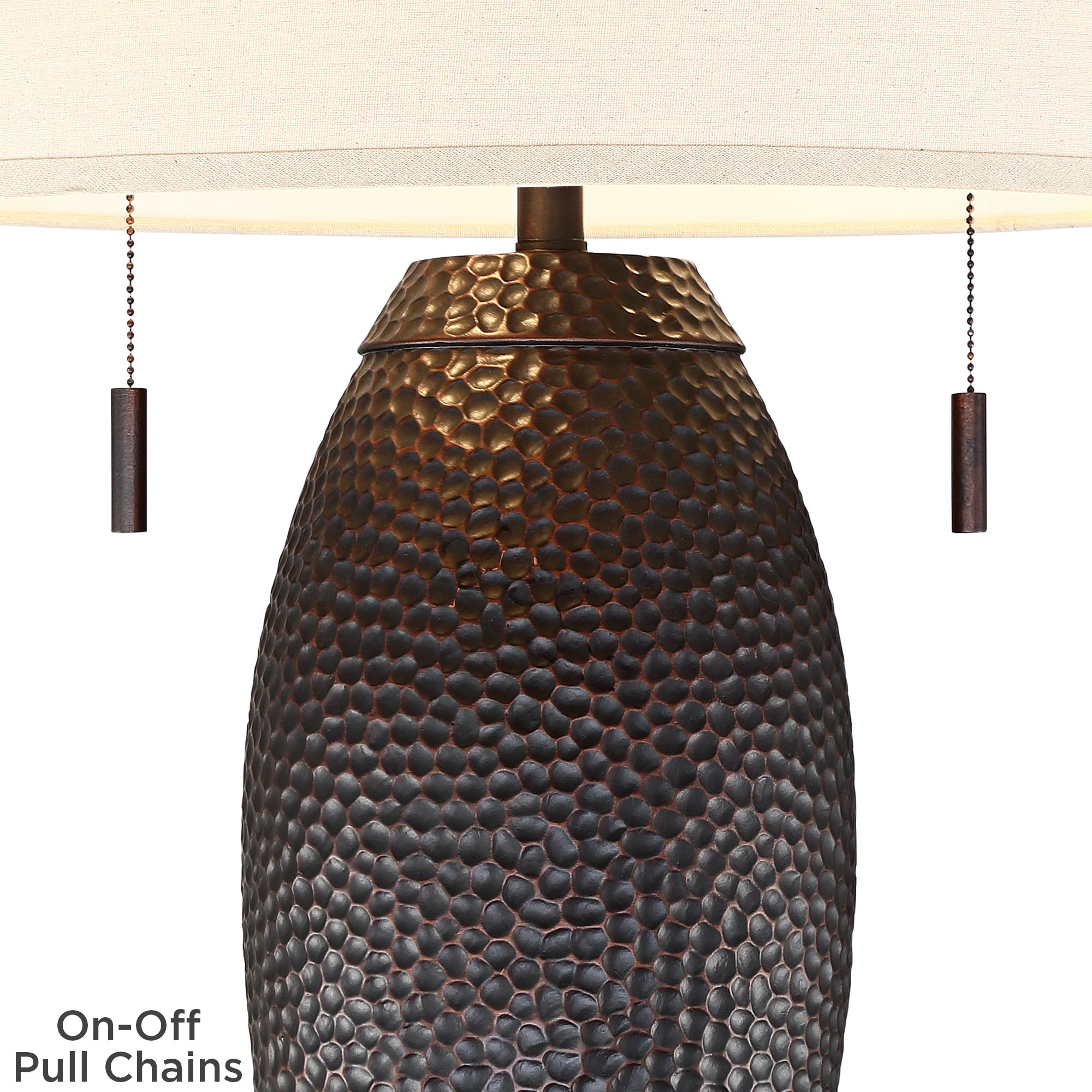 Image 5 Noah 31" Hammered Bronze Lamp with USB Dimmer more views