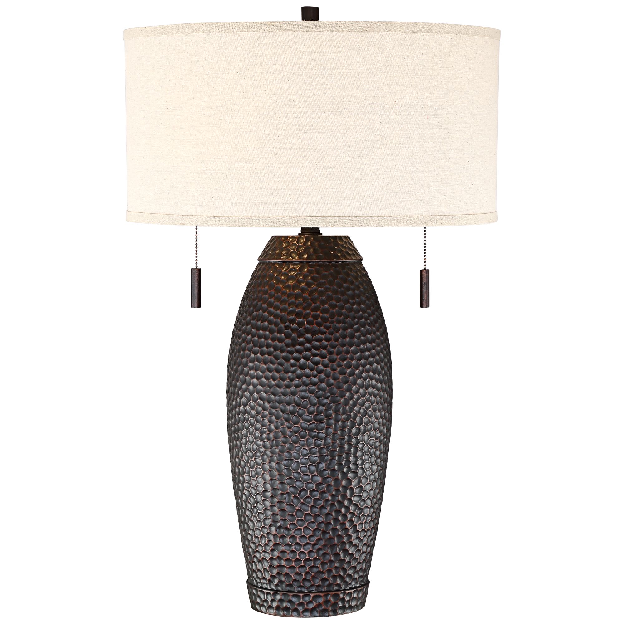 Image 2 Noah 31" Hammered Bronze Pull-Chain Table Lamp