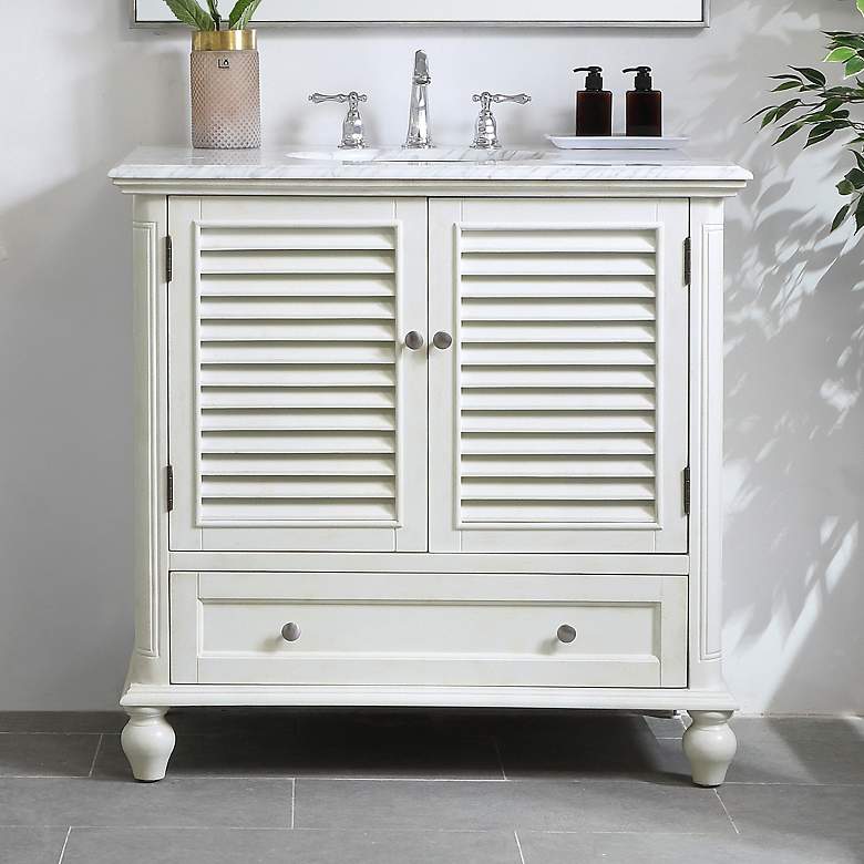 Image 2 Noah 36" Wide Antique White 2-Door Single Sink Vanity