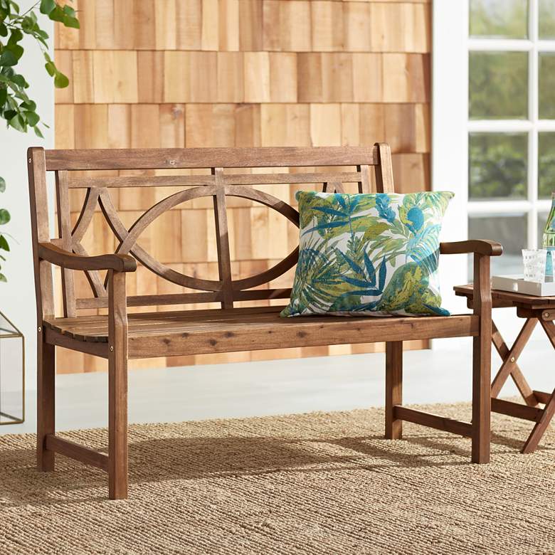 Image 1 Noah 47 1/4 inch Wide Natural Wood Outdoor Bench