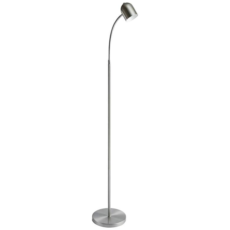Image 2 Noah 53 inch High Satin Chrome Metal Modern LED Floor Lamp