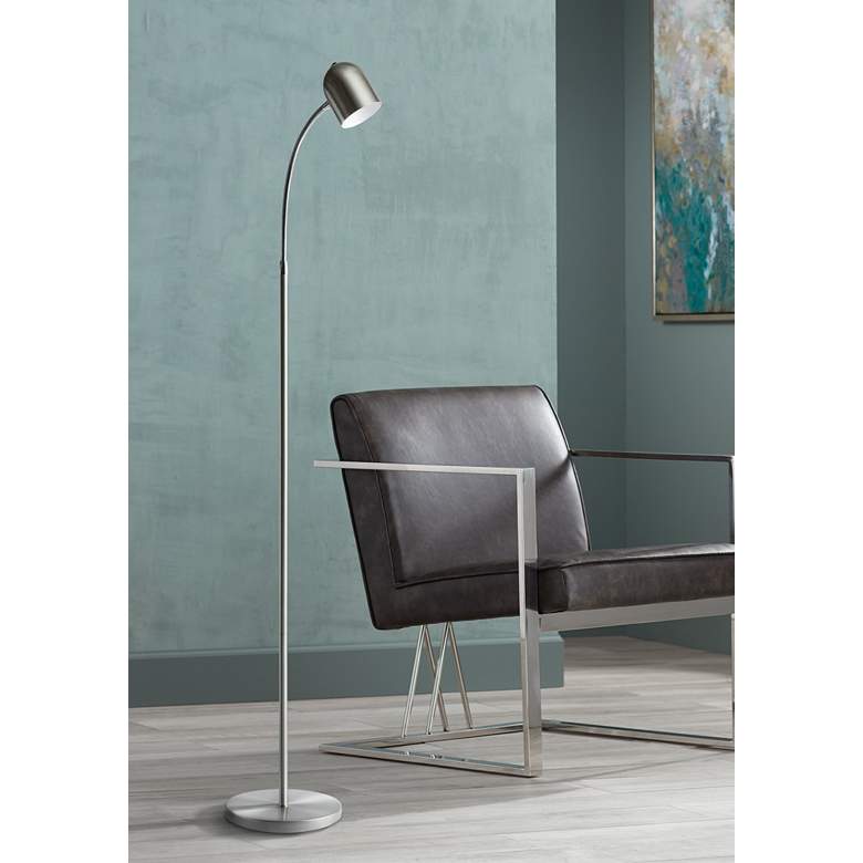 Image 1 Noah 53" High Satin Chrome Metal Modern LED Floor Lamp