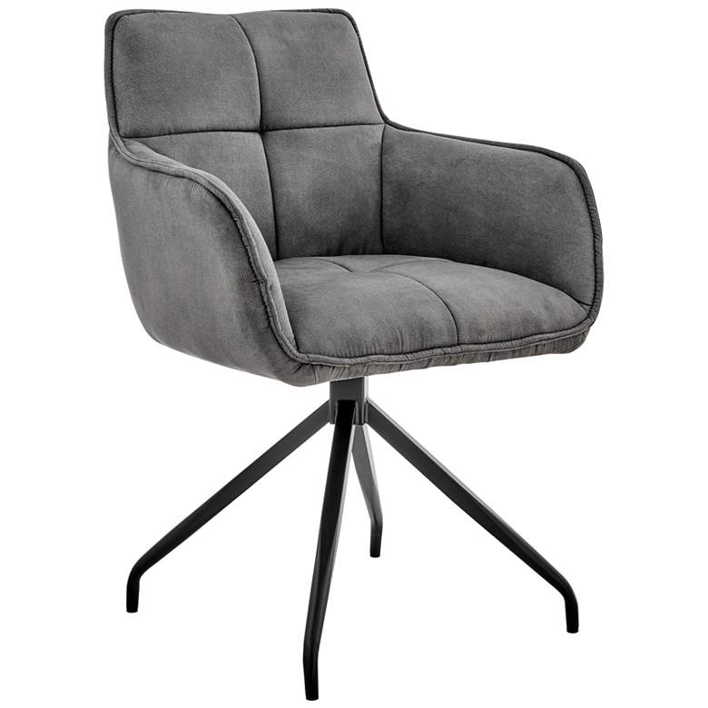 Image 1 Noah Dining Accent Chair in Charcoal Fabric and Black Metal Legs