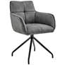Noah Dining Accent Chair in Charcoal Fabric and Black Metal Legs