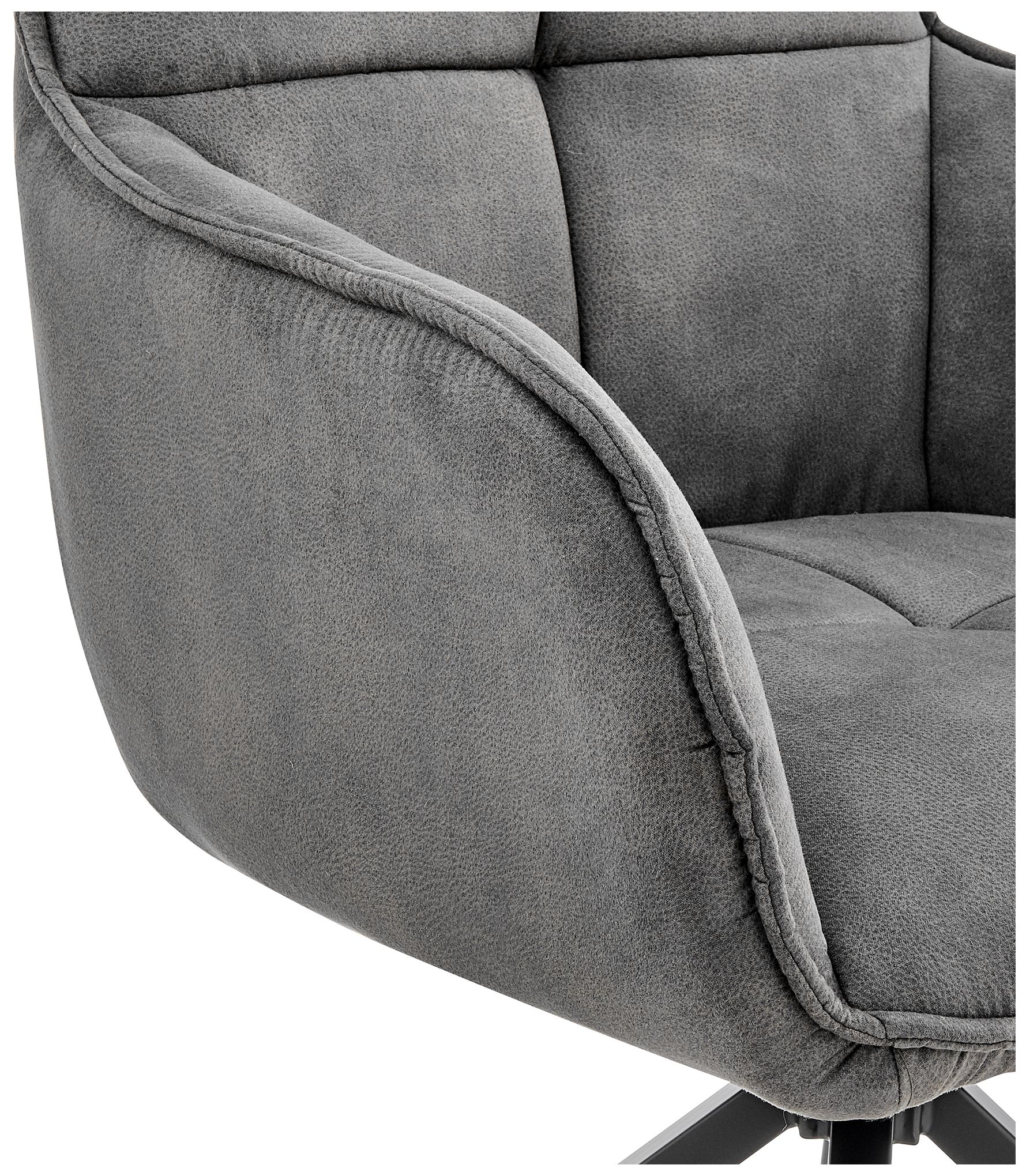 Image 7 Noah Dining Accent Chair in Charcoal Fabric and Black Metal Legs more views