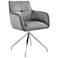 Noah Dining Accent Chair in Gray Velvet and Brushed Stainless Steel