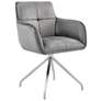 Noah Dining Accent Chair in Gray Velvet and Brushed Stainless Steel