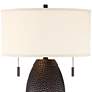 Noah Hammered Bronze Table Lamp With Black Round Riser