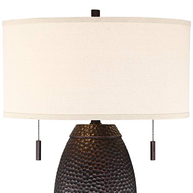 Image 4 Noah Hammered Bronze Table Lamp with Dimmer with USB Port more views