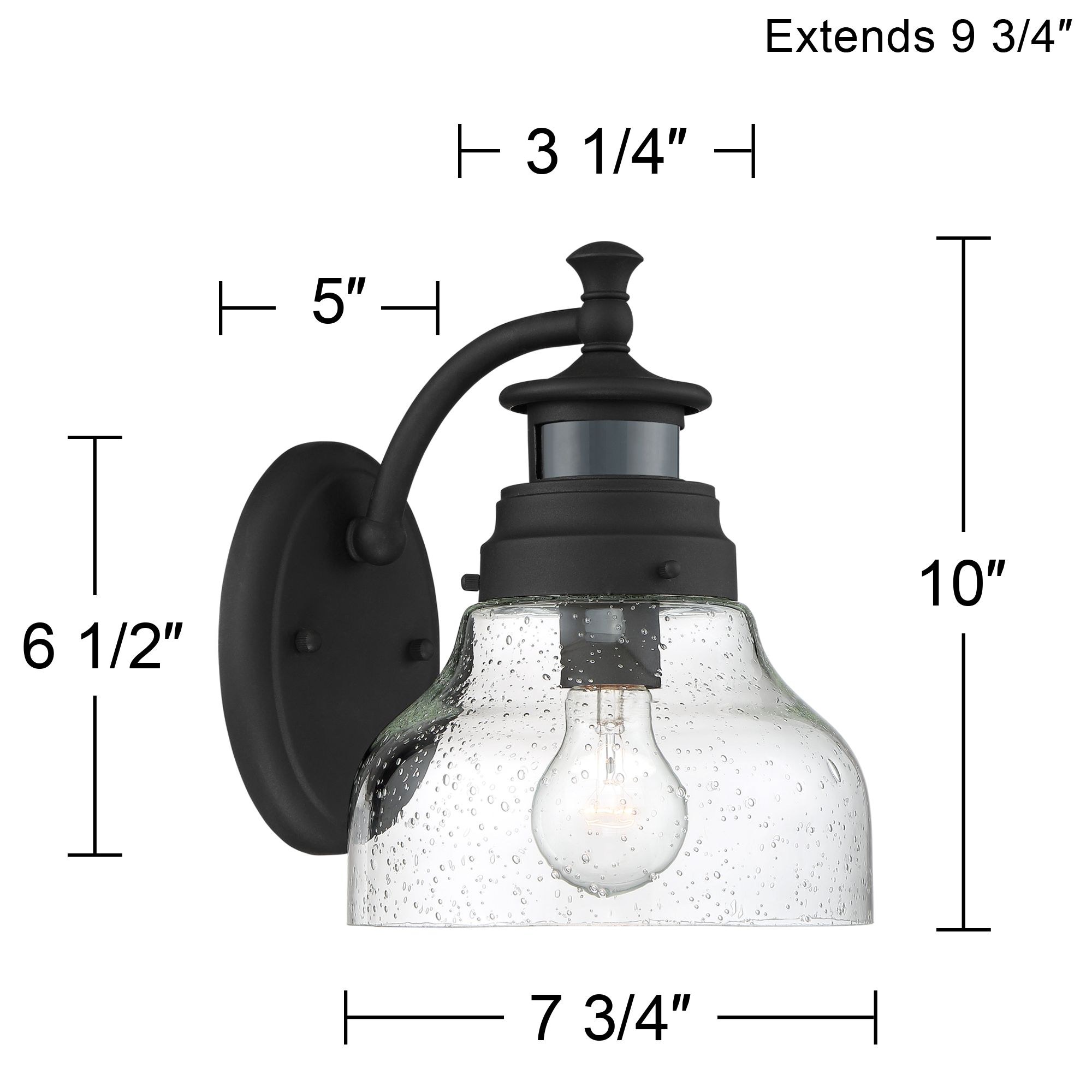Nobel 10" High Black Motion Sensor Outdoor Wall Light