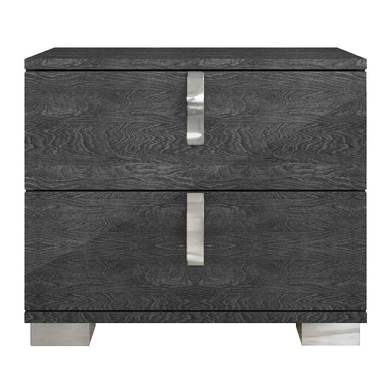 Noble 27&quot; Wide Gloss Gray Wood 2-Drawer Nightstand
