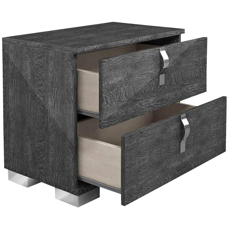 Noble 27 inch Wide Gloss Gray Wood 2-Drawer Nightstand more views