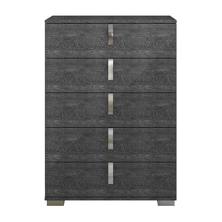 Image 1 Noble 36 inch Wide Gloss Gray Wood 5-Drawer High Accent Chest