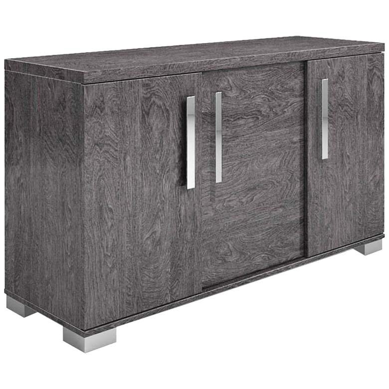 Image 1 Noble 59 inch Wide High Gloss Gray Sliding Door Sideboard