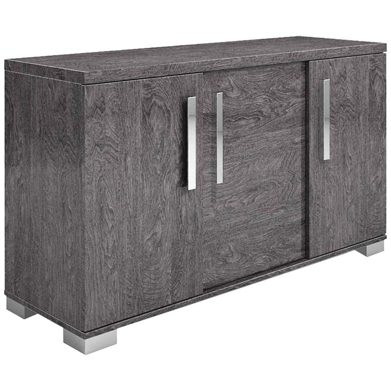 Image 1 Noble 59" Wide High Gloss Gray Sliding Door Sideboard