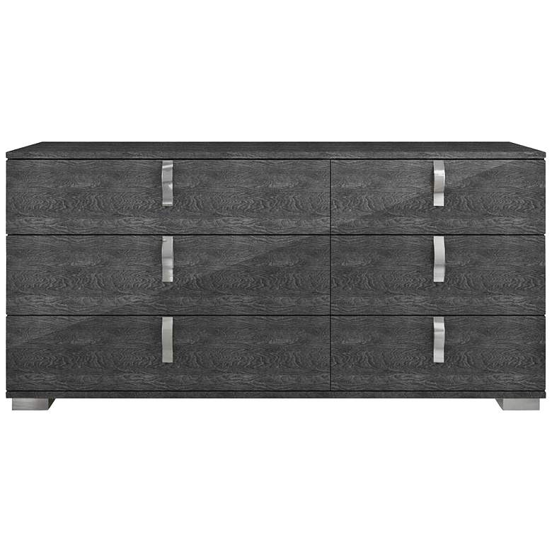 Image 1 Noble 68 1/2 inch Wide Gloss Gray Wood 6-Drawer Double Dresser