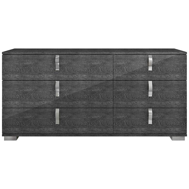 Image 1 Noble 68 1/2" Wide Gloss Gray Wood 6-Drawer Double Dresser