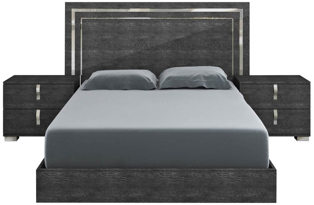 Noble High Gloss Gray Platform Bed