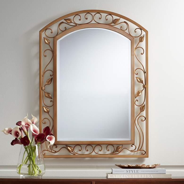 Image 1 Noble Park 25 inch x 34 inch Eden Park  Gold Arch Top Wall Mirror
