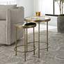 1_Noble Park Alba 18" Wide Gold and Mirror Top Nesting Tables Set of 2