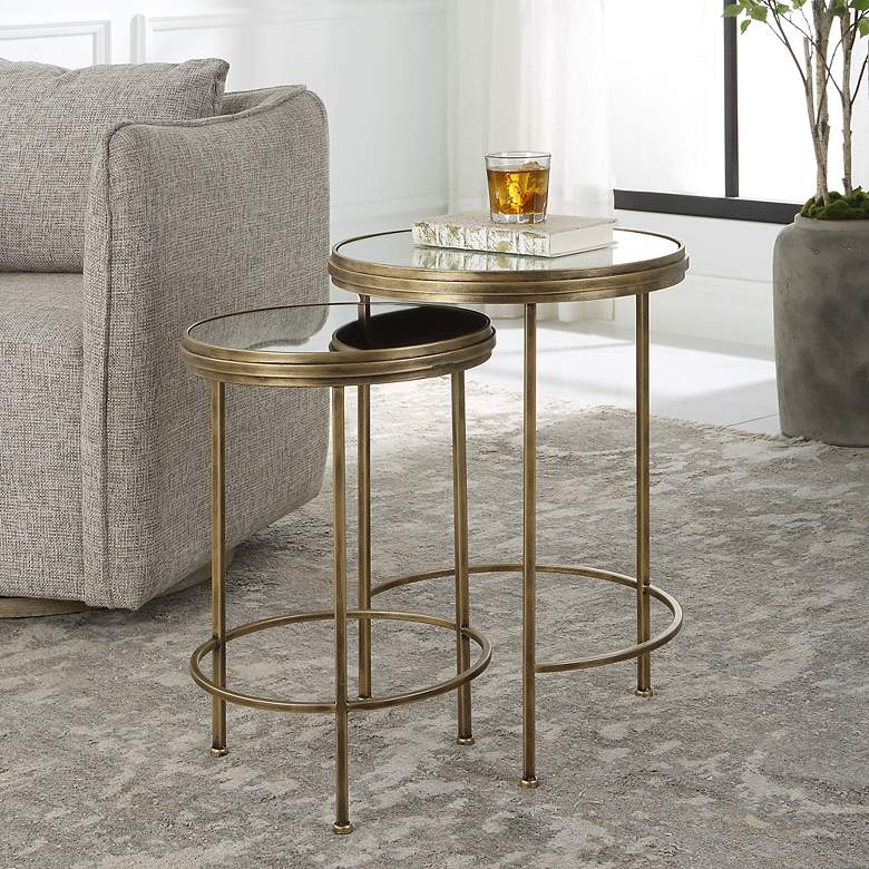 Image 1 Noble Park Alba Gold Iron Nesting Tables Set of 2
