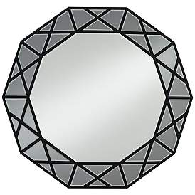 Image2 of Noble Park Allamande 32" Wide Matte Black Decagon Wall Mirror