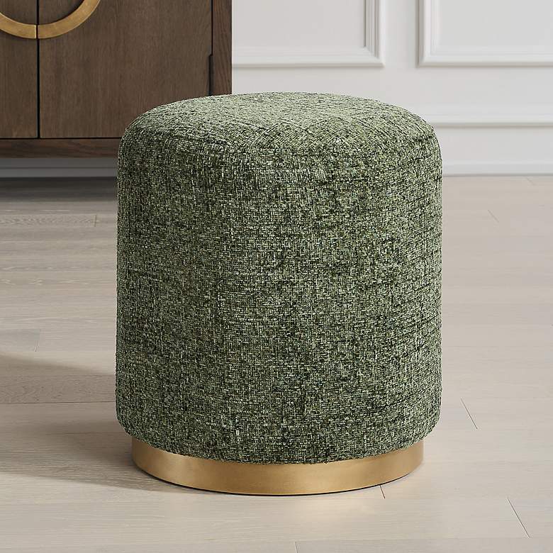 Image 1 Noble Park Alta Forest Green Ottoman w/ Brushed Brass Base