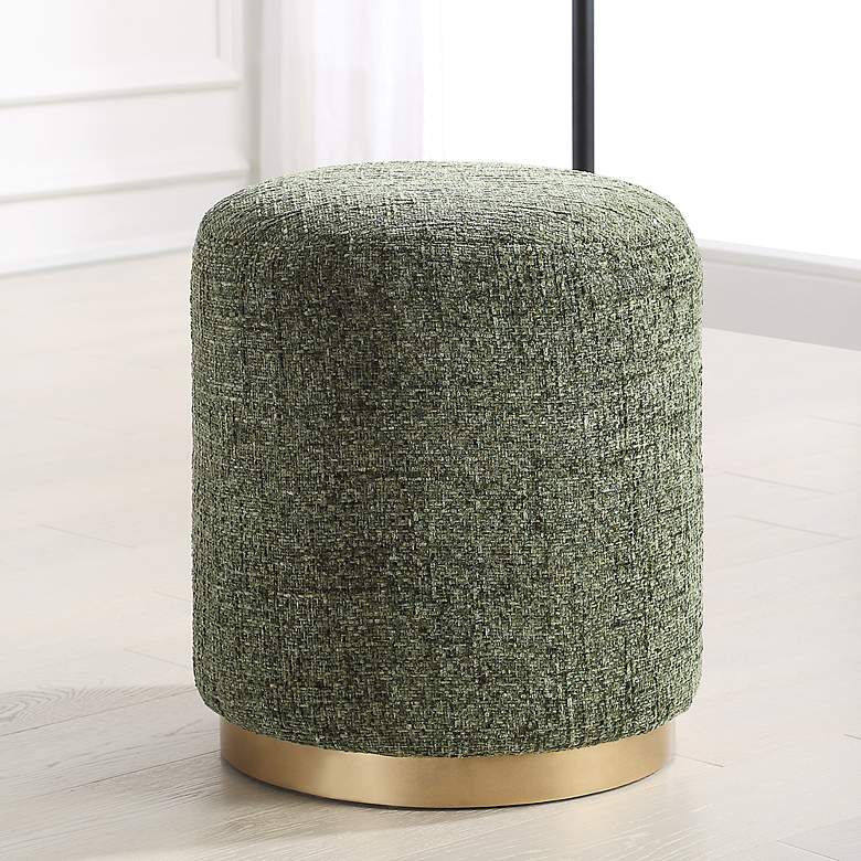 Image 3 Noble Park Alta Forest Green Ottoman w/ Brushed Brass Base more views