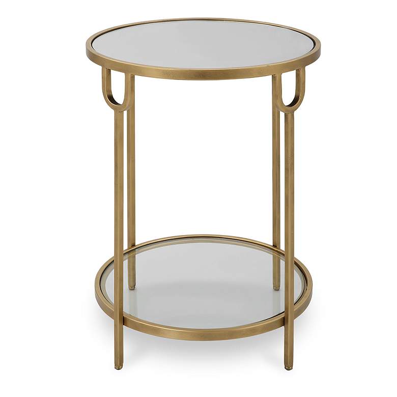 Image 2 Noble Park Amarillo 17 1/4"W Antiqued Gold 2-Tier Side Table