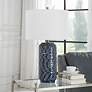 3_Noble Park Ami Blue Wavy Ceramic Table Lamp more views