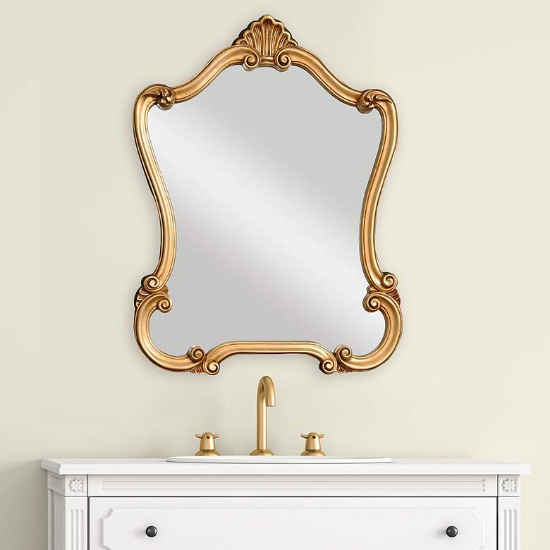 Image 1 Noble Park Antelope Distressed Gold 26" x 35" Wall Mirror