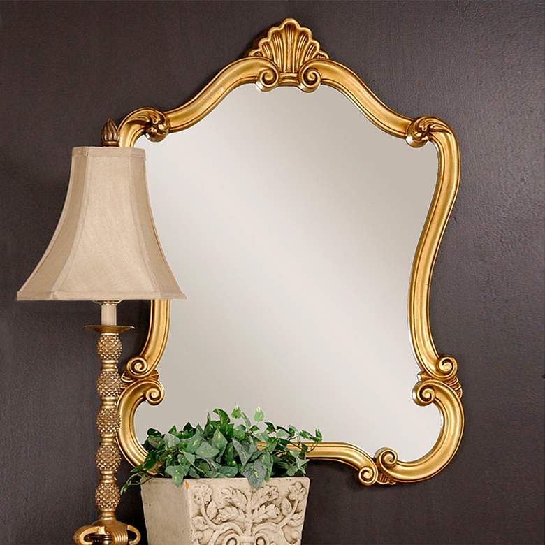 Image 3 Noble Park Antelope Distressed Gold 26" x 35" Wall Mirror more views